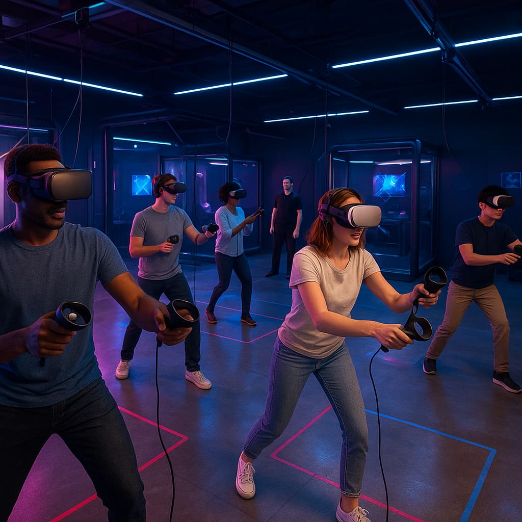 Modernes VR Arcade Interior mit Spielern in Zürich